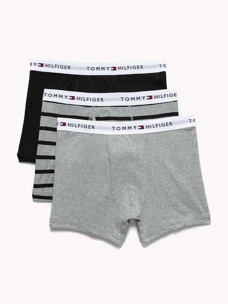 Férfi Tommy Hilfiger Pamut classics trunk 3pk Trunks Fekete | HU 1280UZG